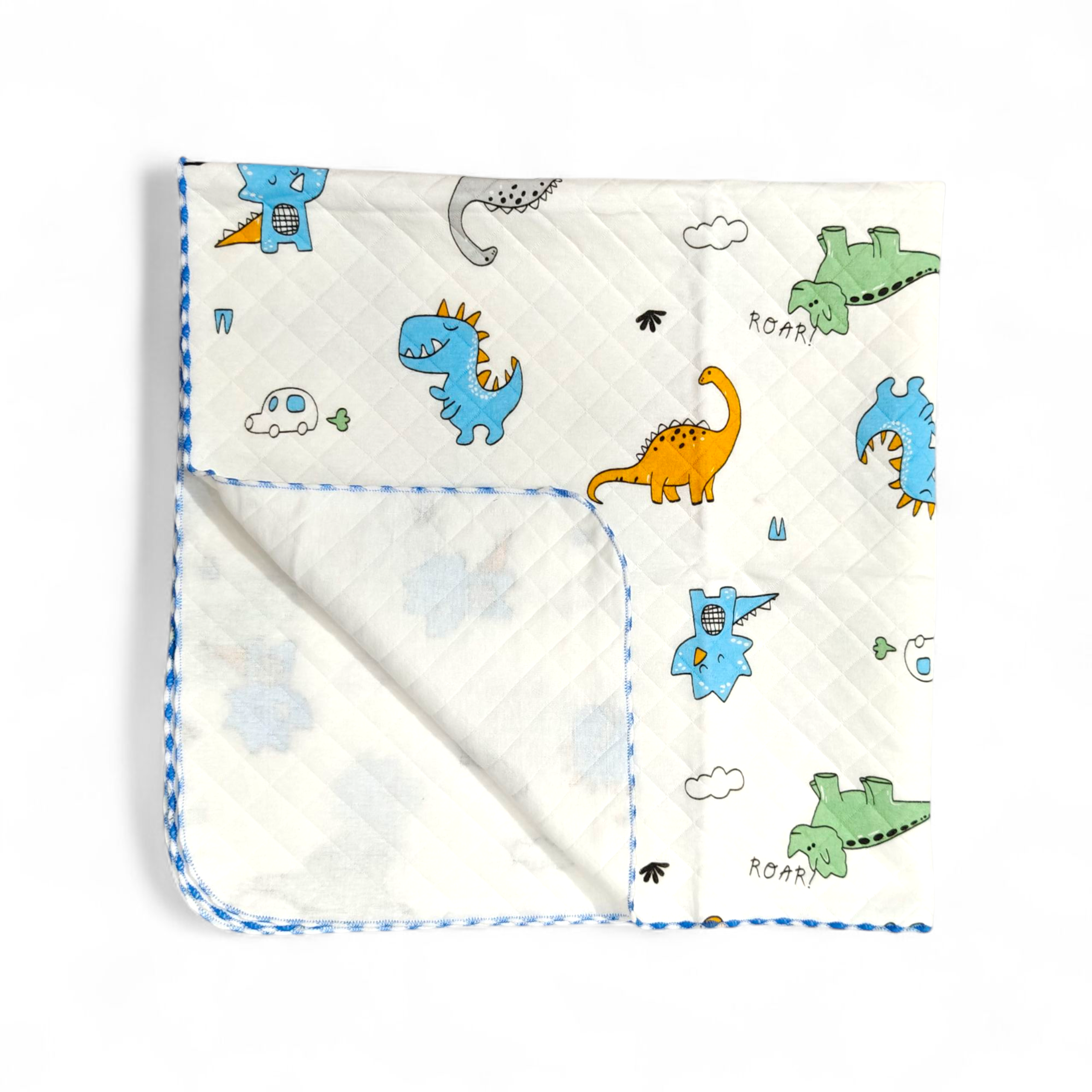 COTTON DINOSAUR PRINT CHECKERED BLANKET