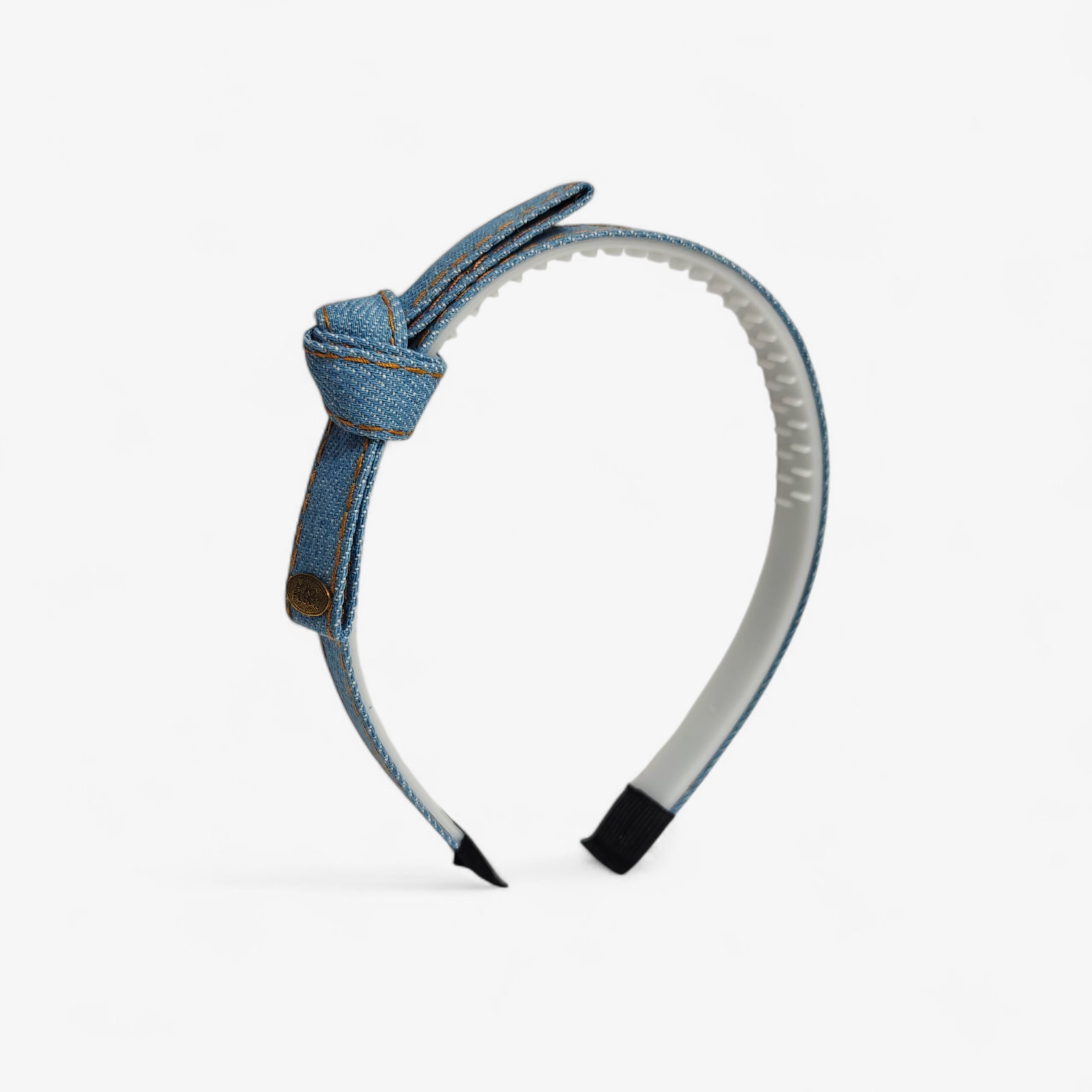 KNOT DETAILED DENIM HAIRBAND - BLUE