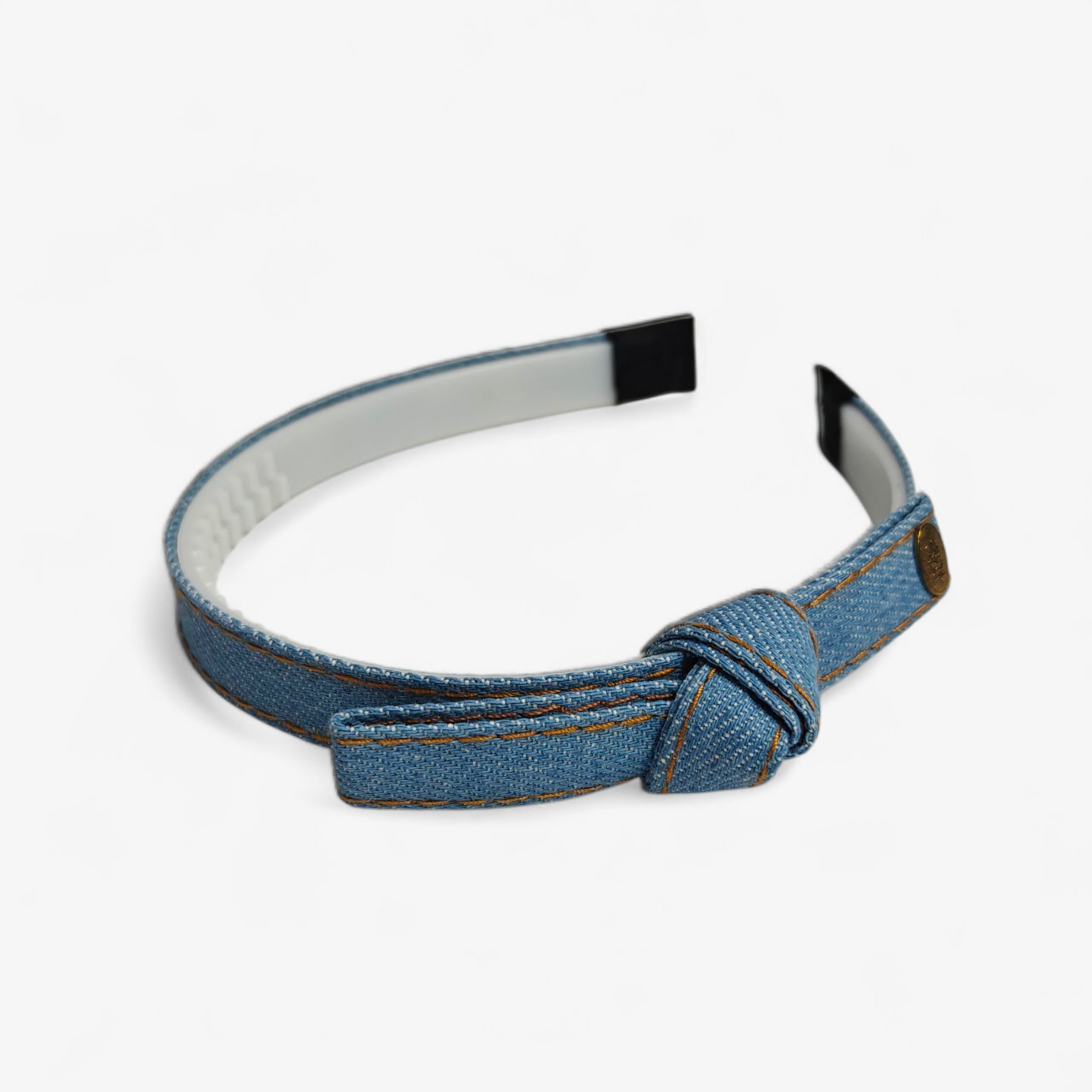 KNOT DETAILED DENIM HAIRBAND - BLUE