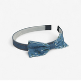 PRINTED BOW APPLIQUE DENIM HAIRBAND - BLUE
