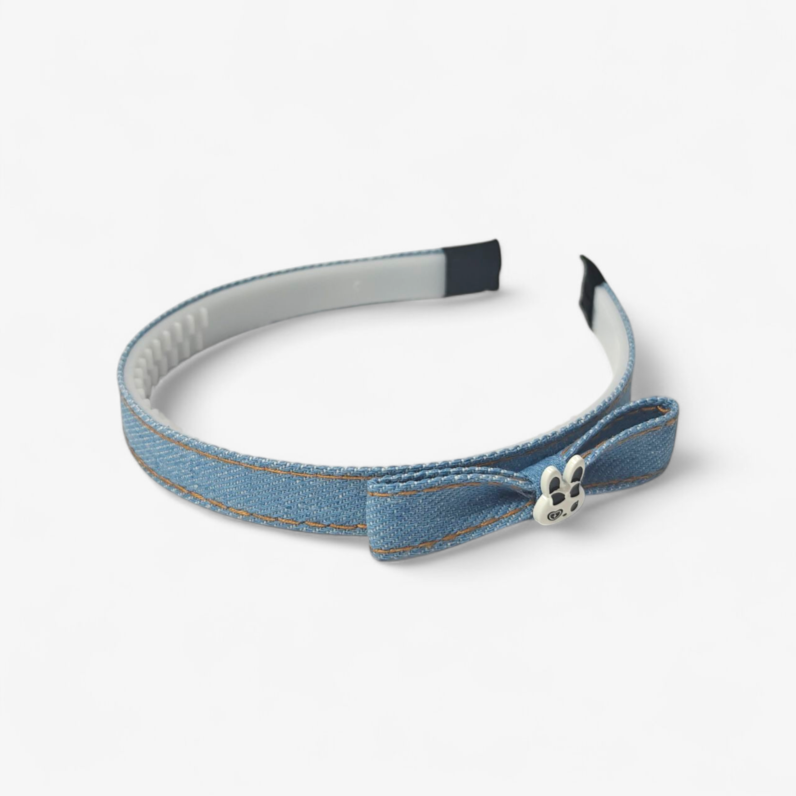 BUNNY & BOW APPLIQUE DENIM HAIRBAND - BLUE