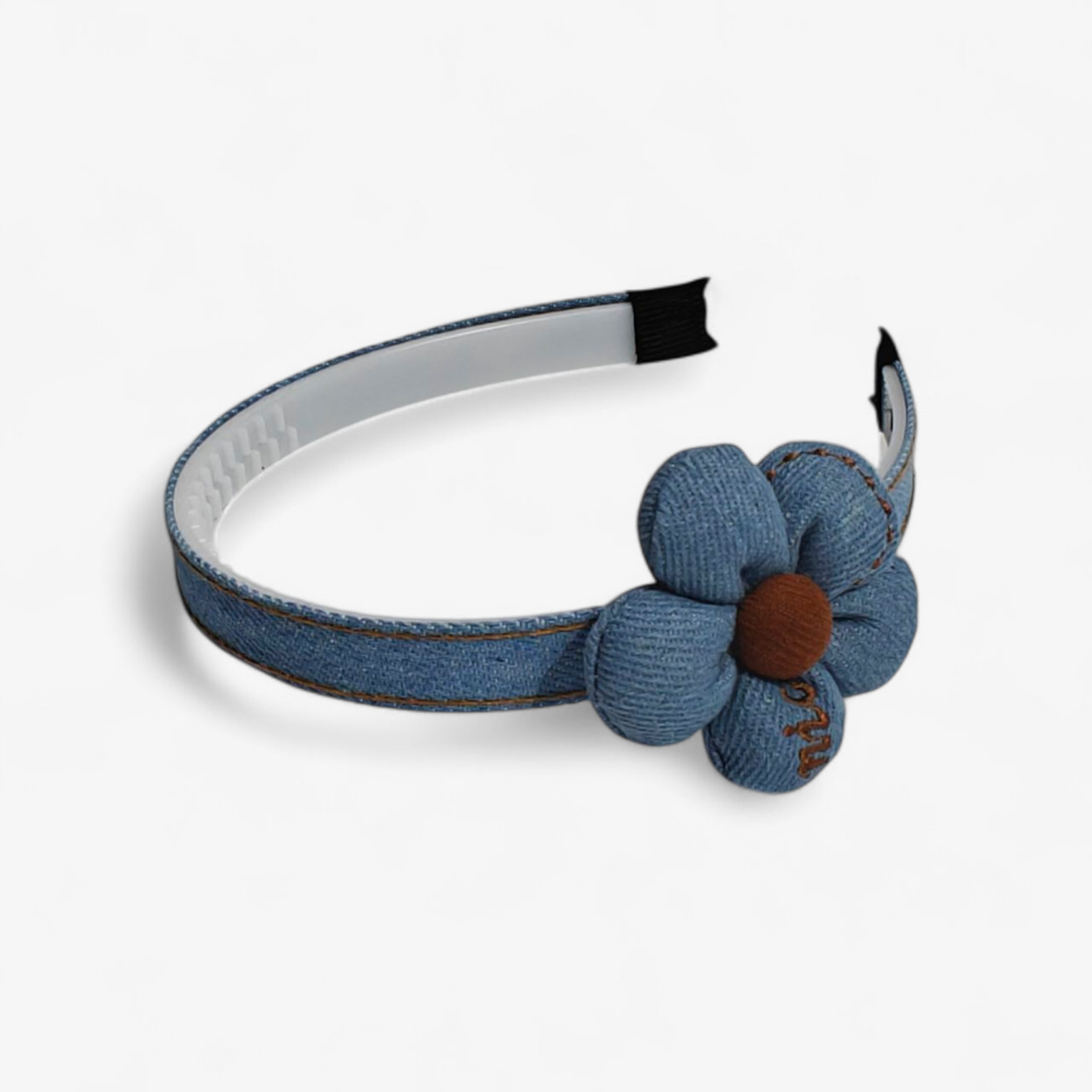 FLOWER APPLIQUE DENIM HAIRBAND