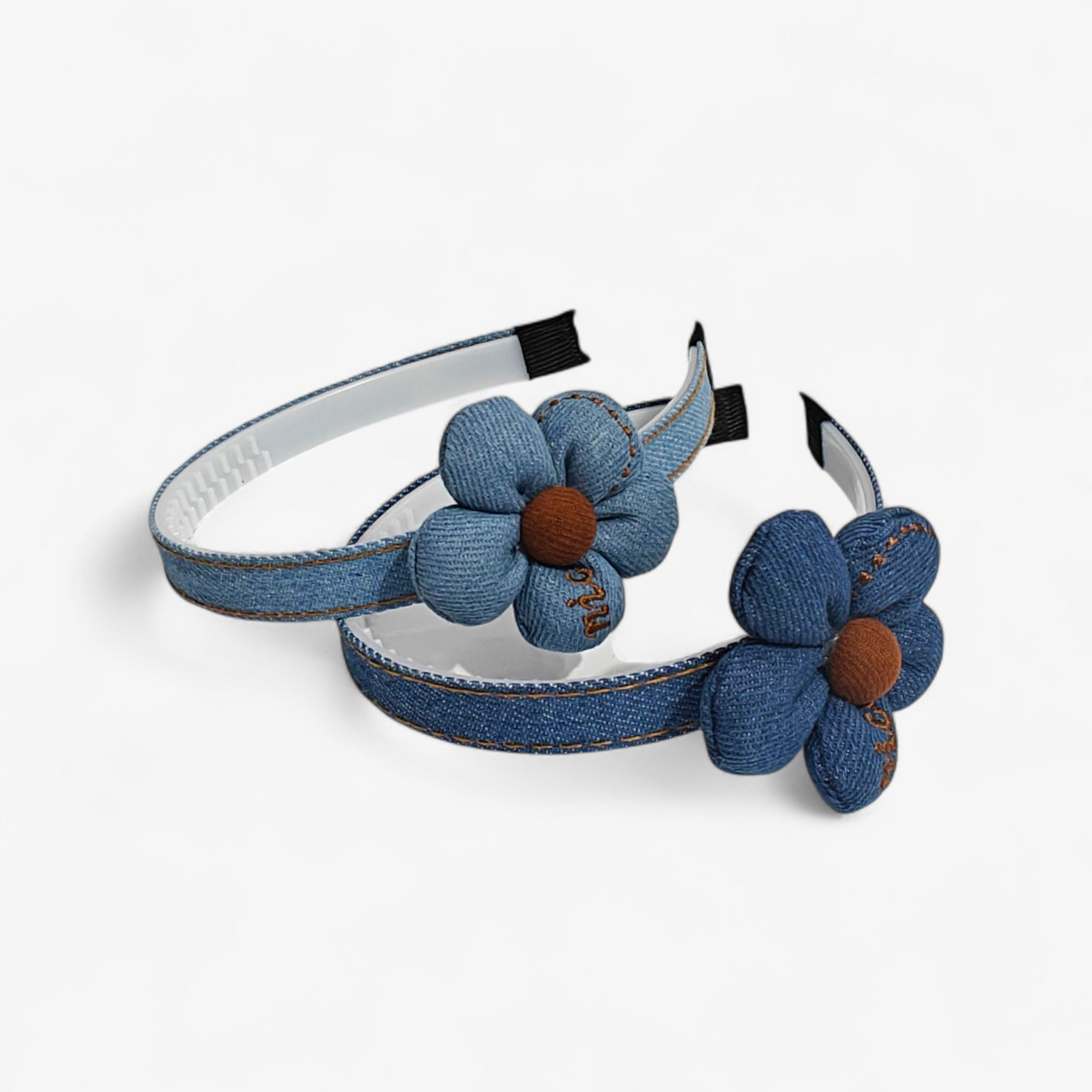 FLOWER APPLIQUE DENIM HAIRBAND