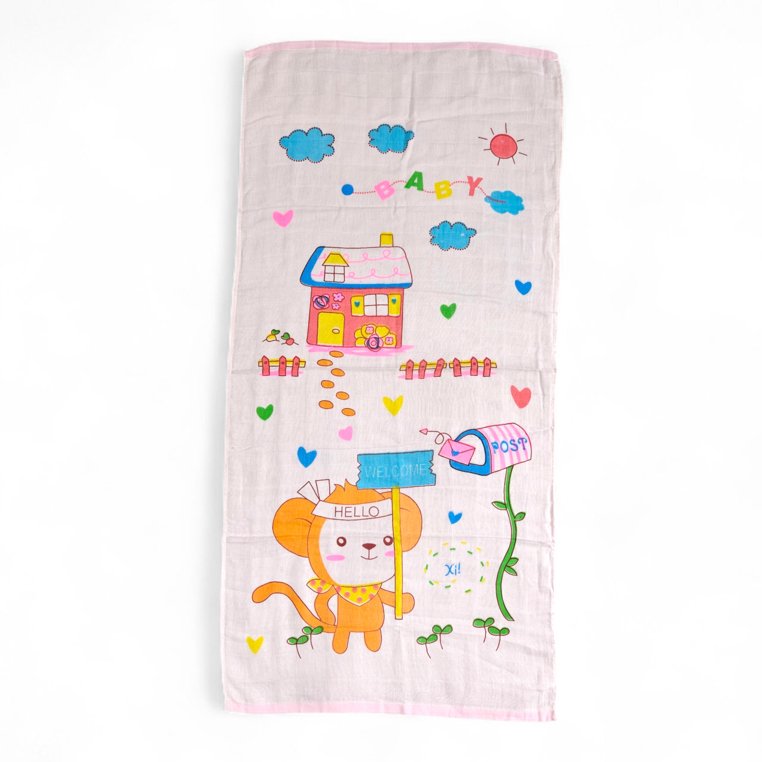 HOME PRINT MUSLIN TOWEL MEDIUM - PINK