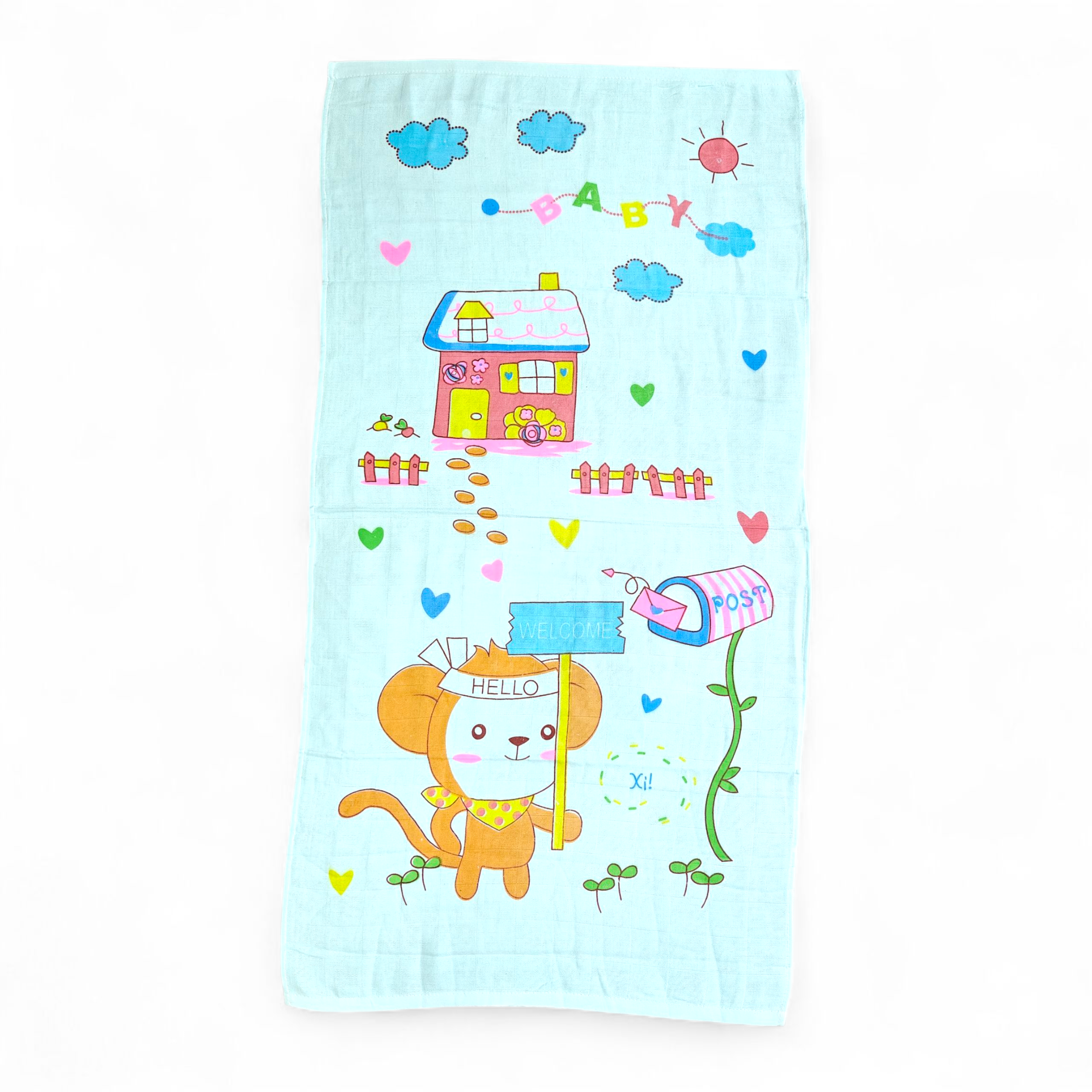HOME PRINT MUSLIN TOWEL MEDIUM - BLUE