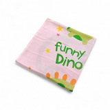 LITTLE DINO PRINT MUSLIN TOWEL MEDIUM - PINK