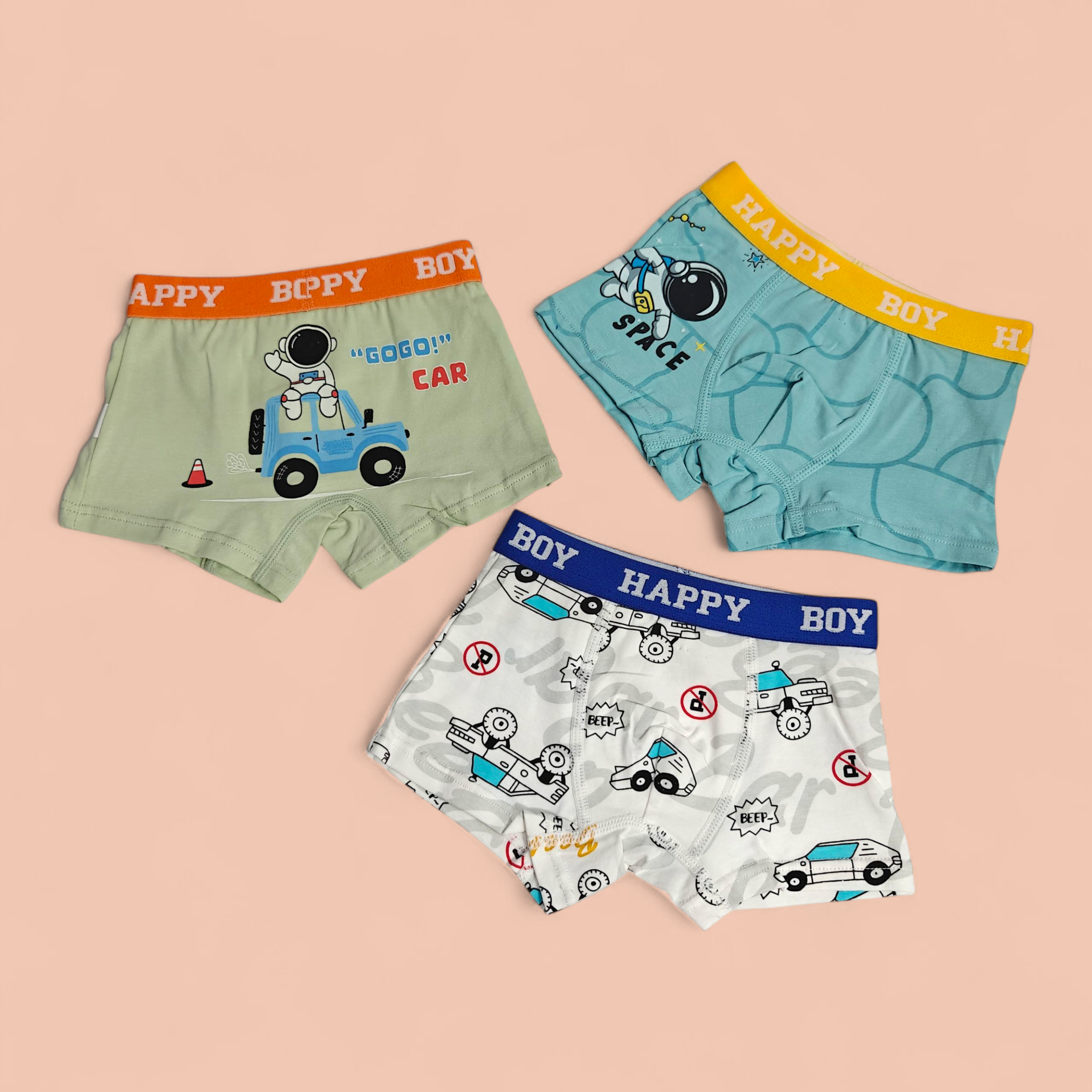 ASSORTED PACK OF 2 VEHICLE & ASTRONAUT PRINTED BRIEFS - MULTICOLOR