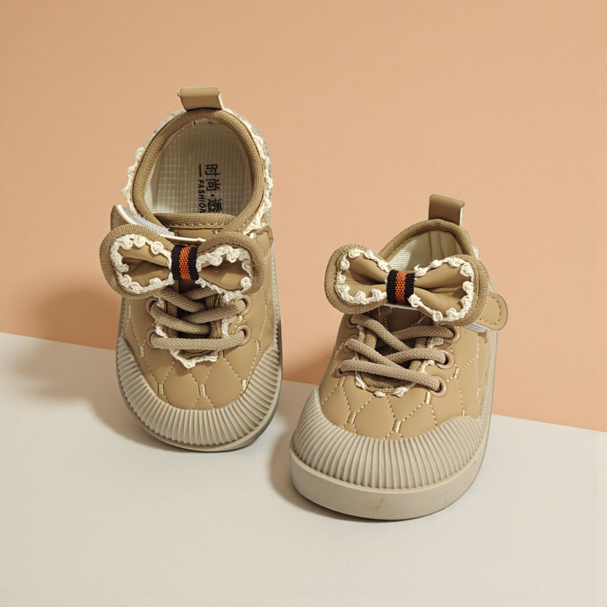 BOW APPLIQUE CASUAL SHOES - BROWN