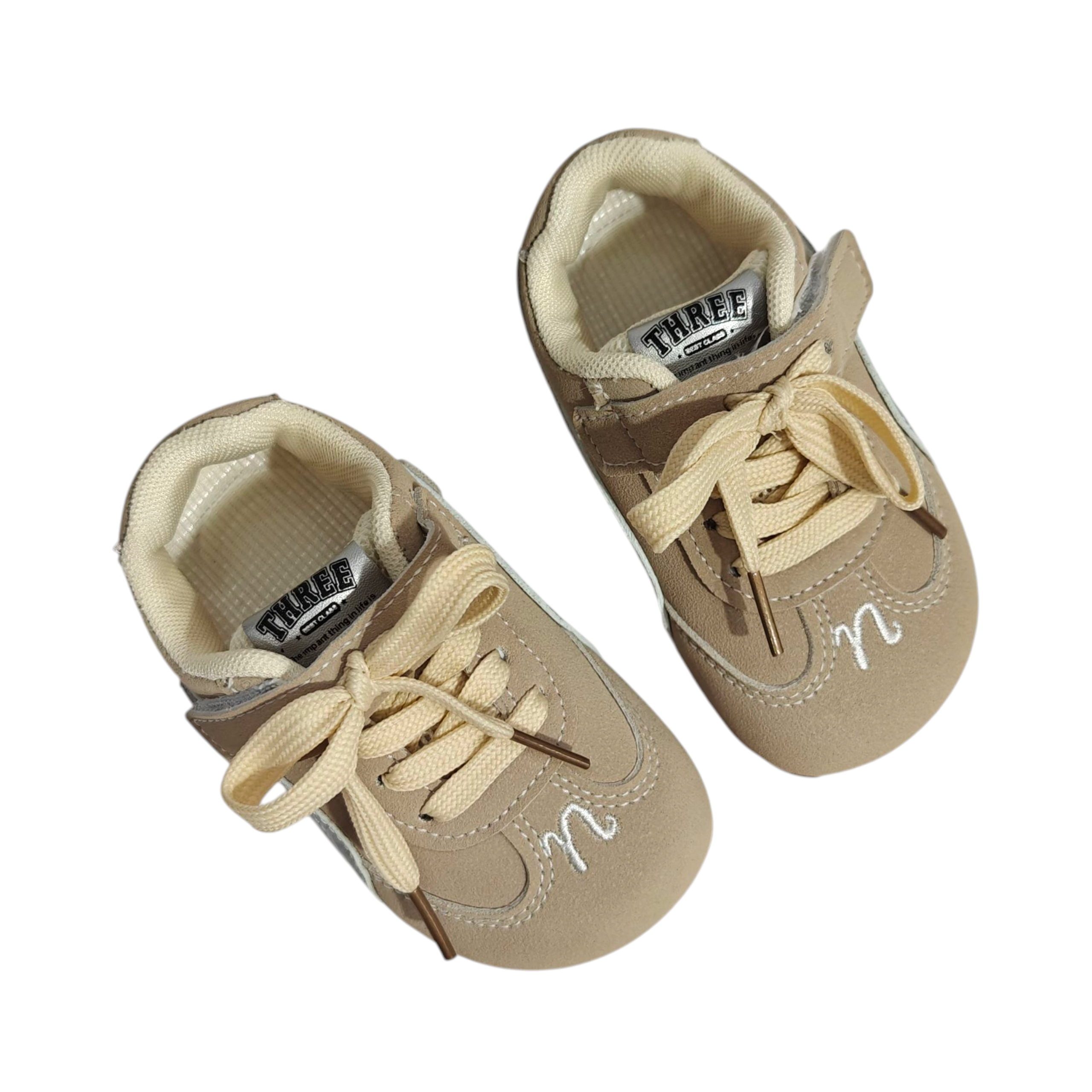 DUAL COLOR VELCRO SHOES - BEIGE