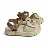 BOW APPLIQUE SANDALS - BEIGE