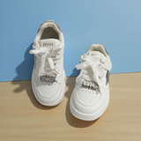 STAR PATCH VELCRO SNEAKERS - WHITE & SILVER