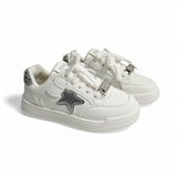 STAR PATCH VELCRO SNEAKERS - WHITE & SILVER