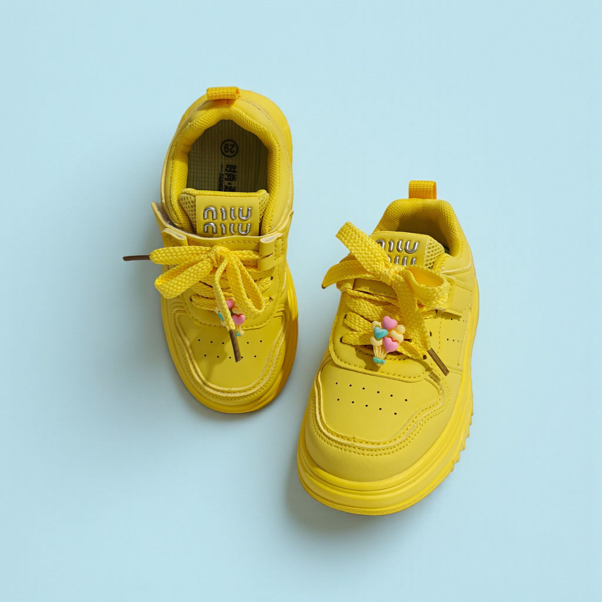 CHARM APPLIQUE VELCRO SNEAKERS - YELLOW