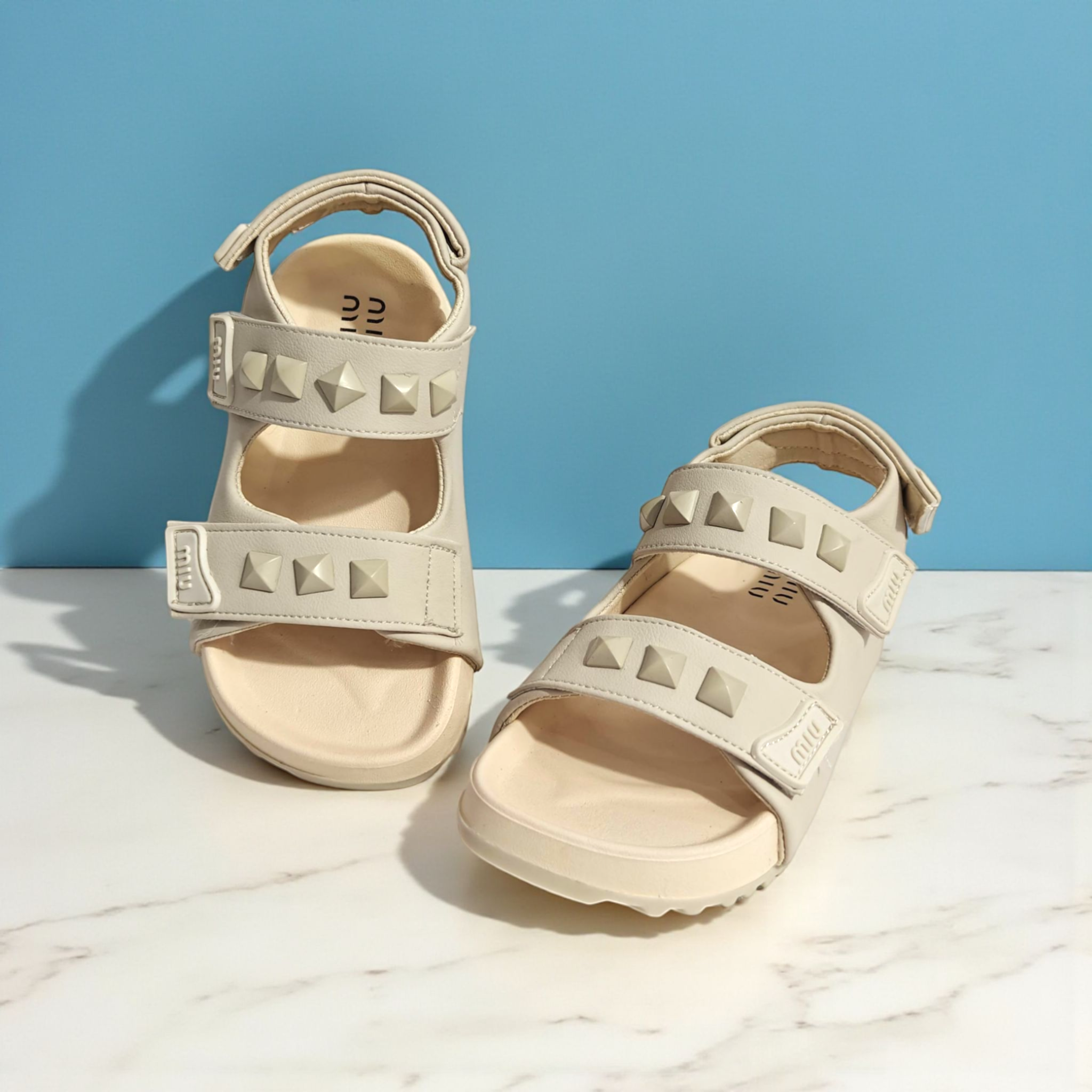 STUDDED SANDALS - BEIGE