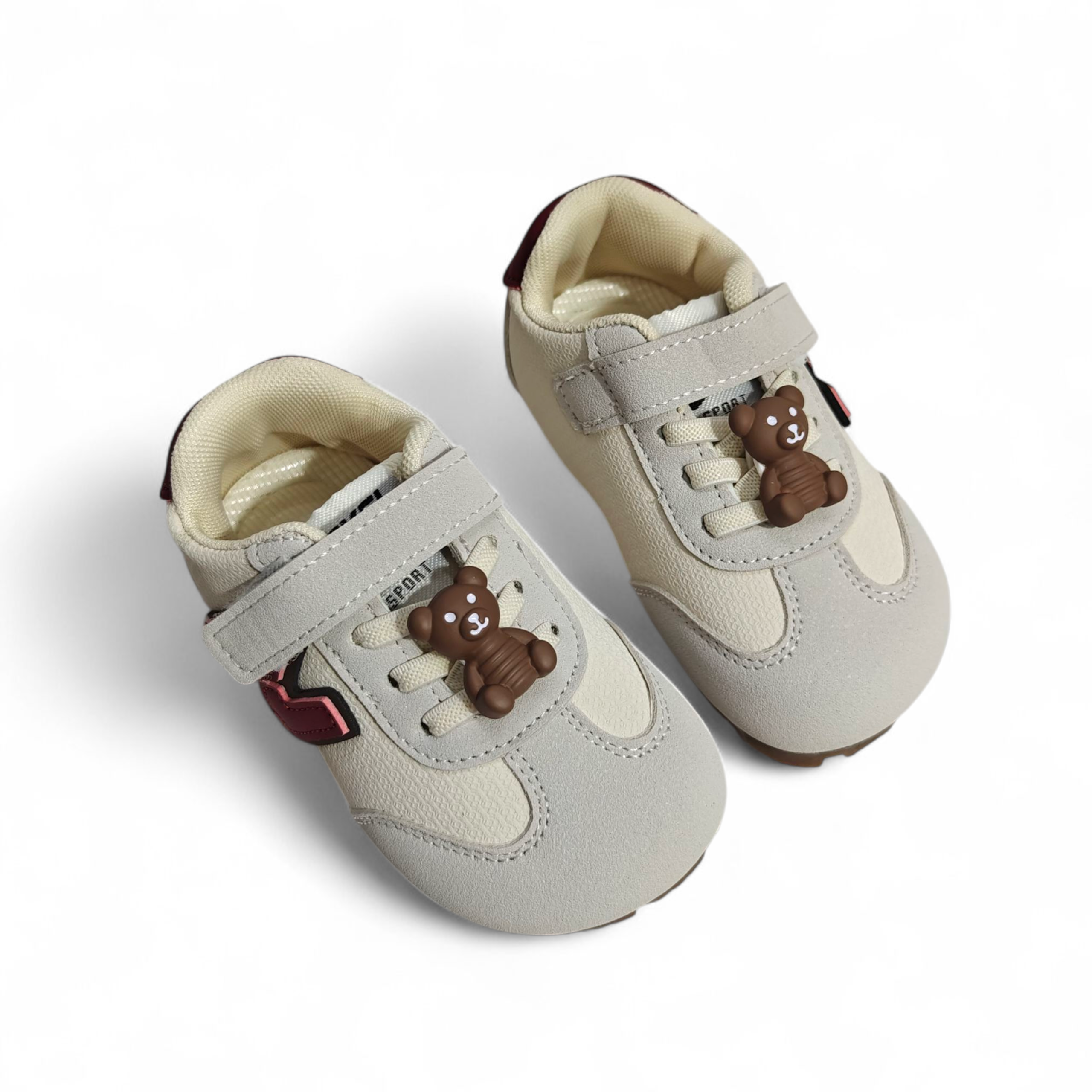 BEAR CHARM APPLIQUE SHOES - GREY