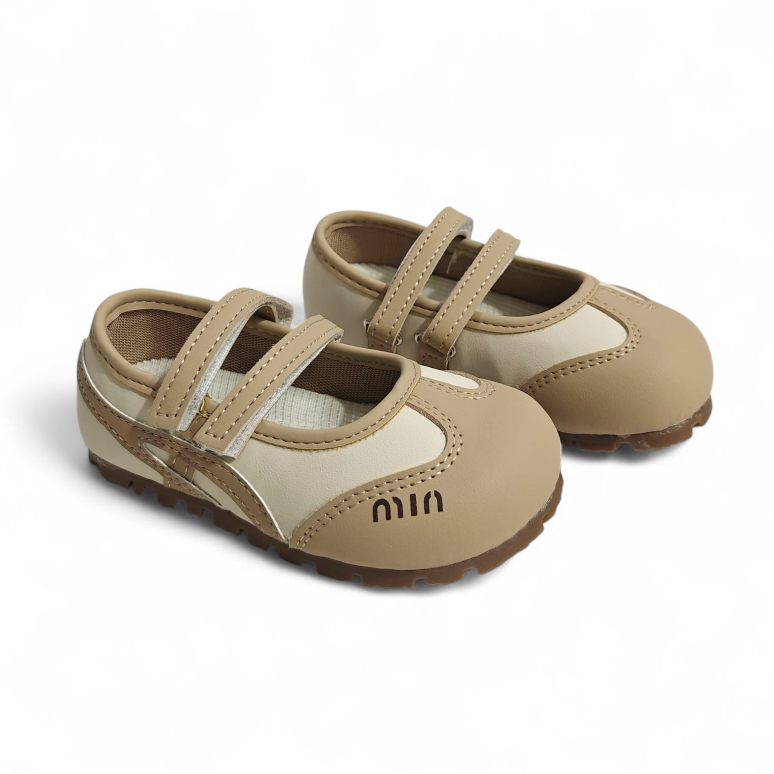 DOUBLE VELCRO MARY JANES - BEIGE