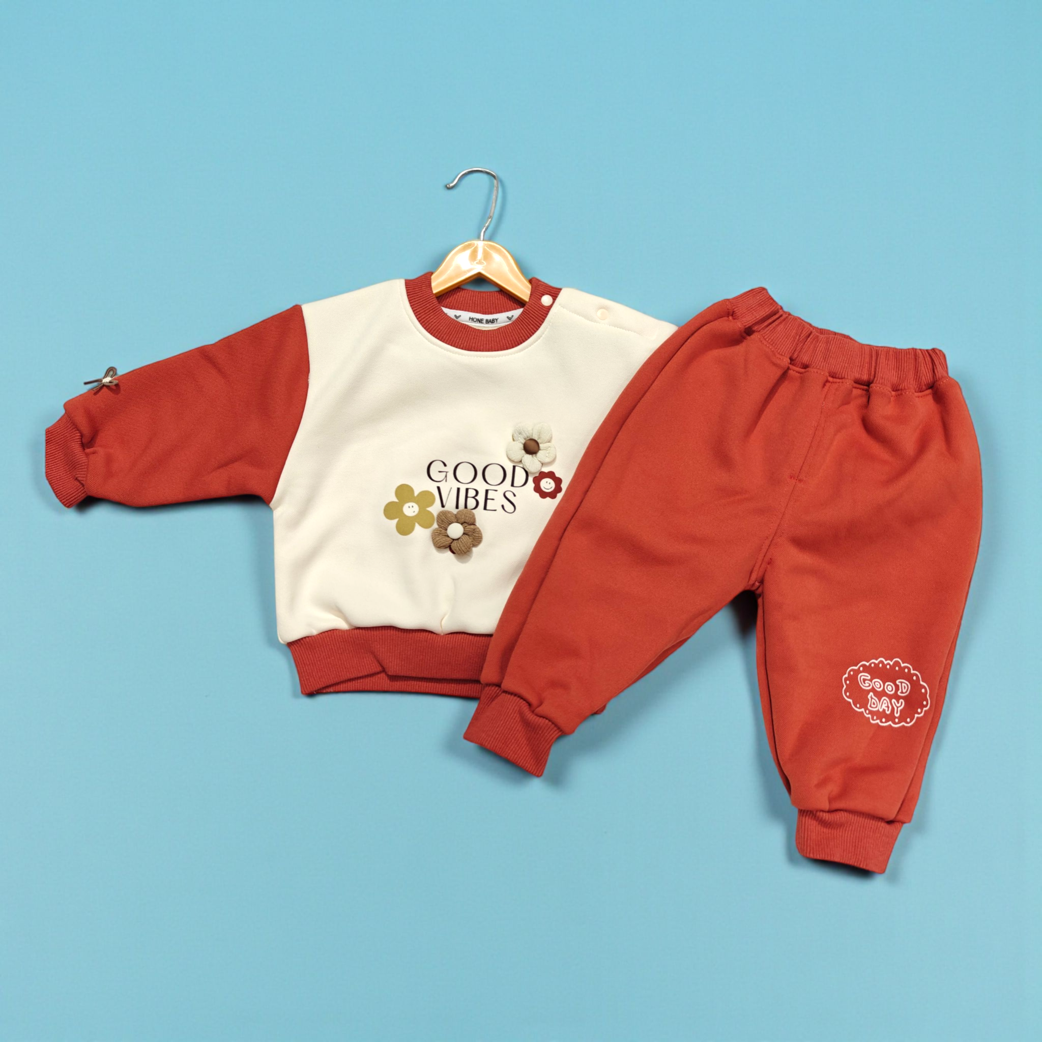 GOOD VIBES CO-ORDS SET - BROWN