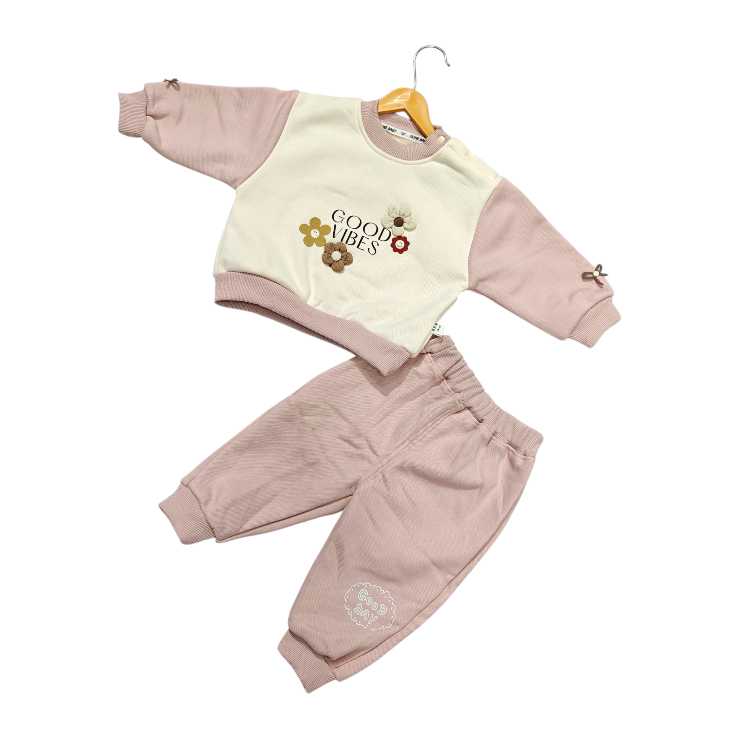 GOOD VIBES CO-ORDS SET - LIGHT PINK