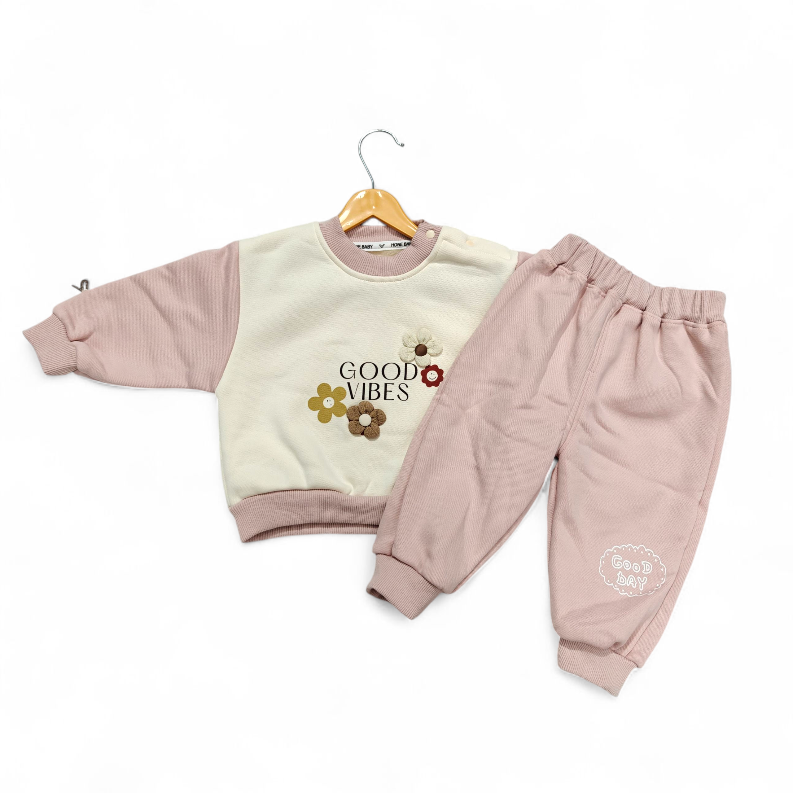 GOOD VIBES CO-ORDS SET - LIGHT PINK
