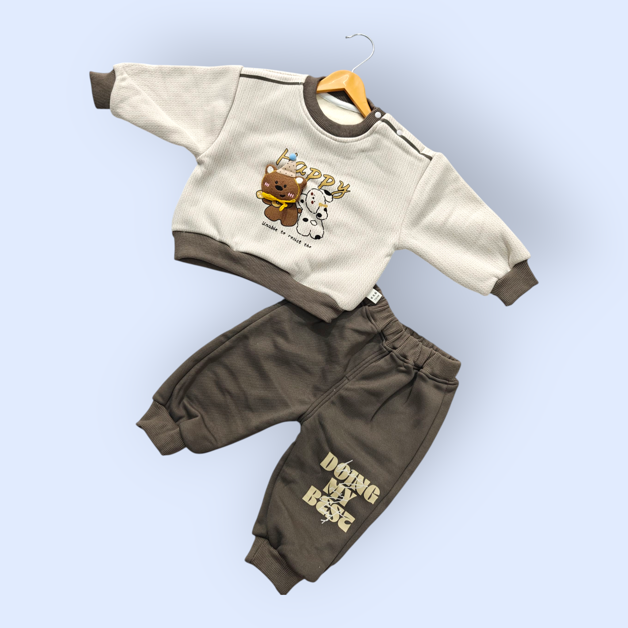 HAPPY BEAR CO-ORDS SET - GREY