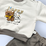 HAPPY BEAR CO-ORDS SET - GREY