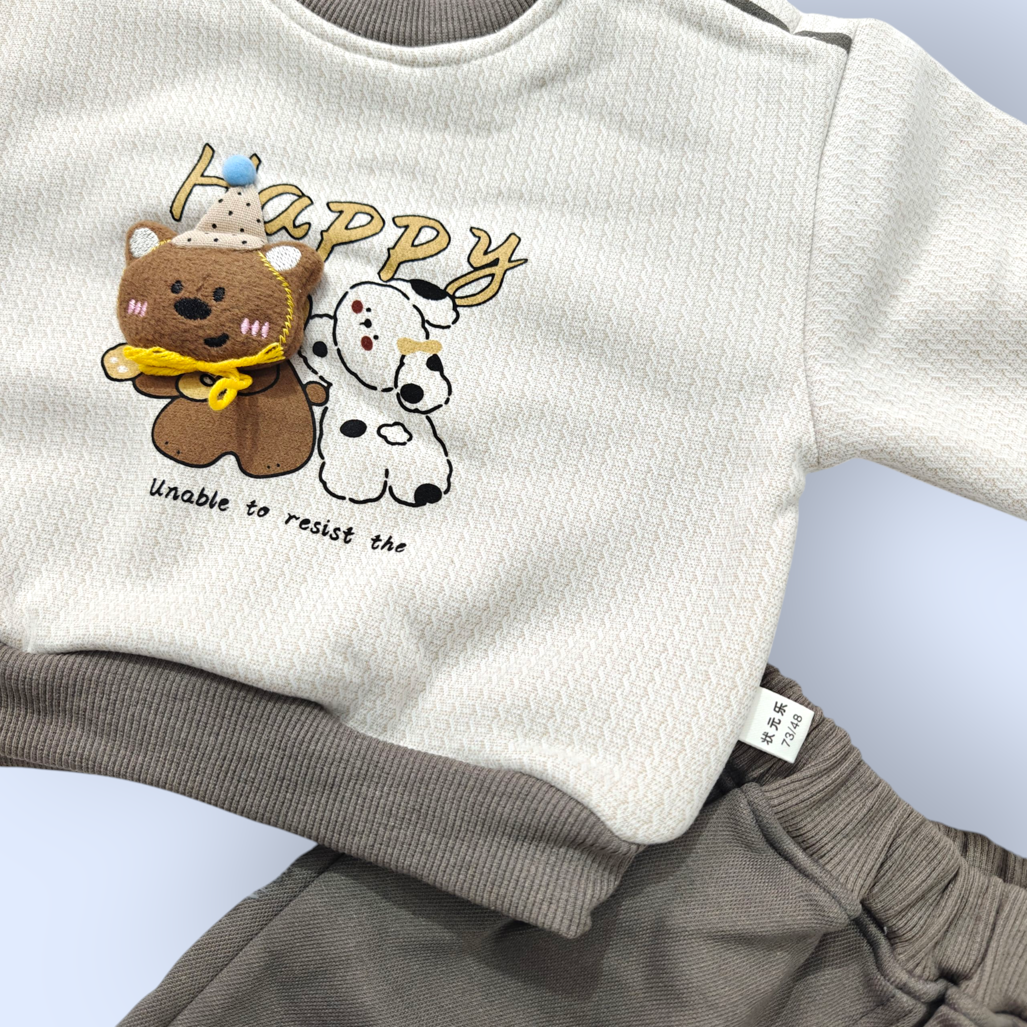 HAPPY BEAR CO-ORDS SET - GREY