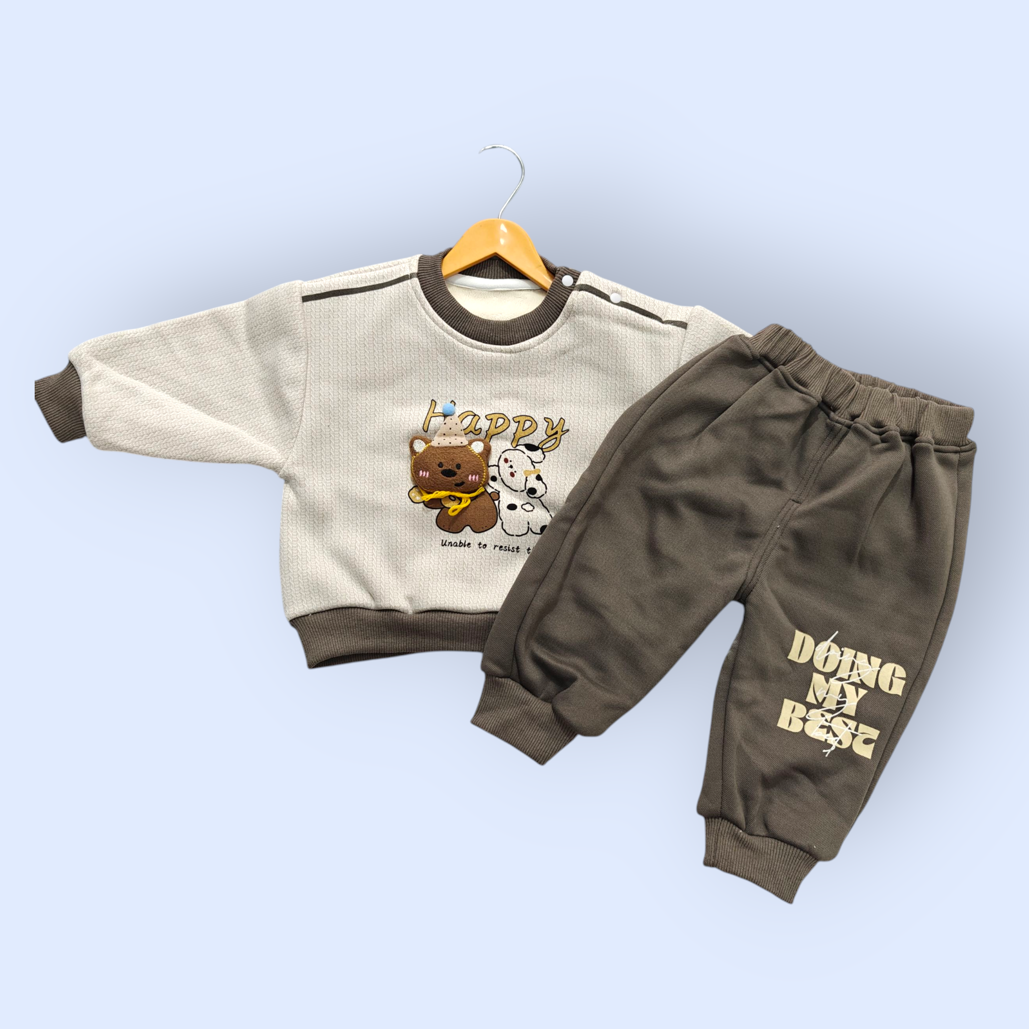 HAPPY BEAR CO-ORDS SET - GREY