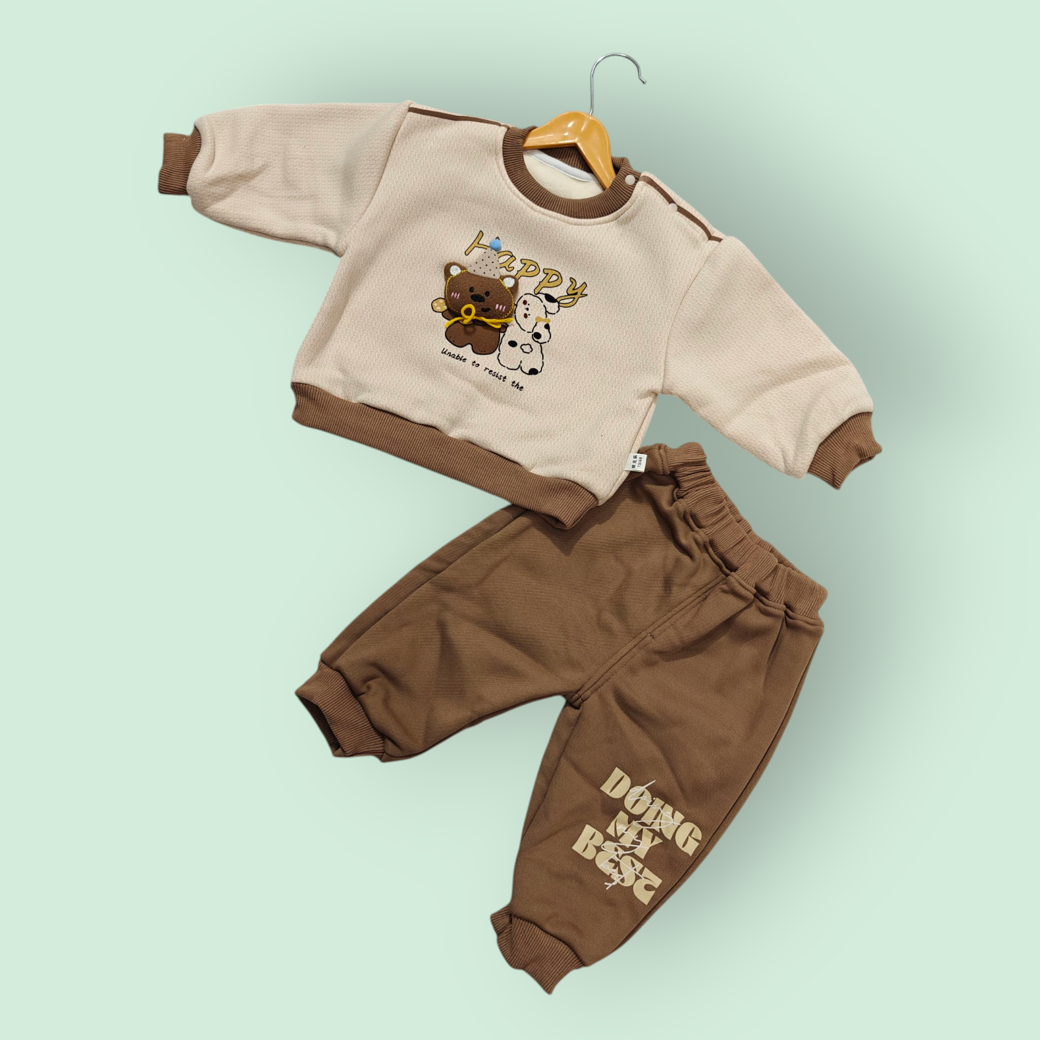 HAPPY BEAR CO-ORDS SET - BROWN