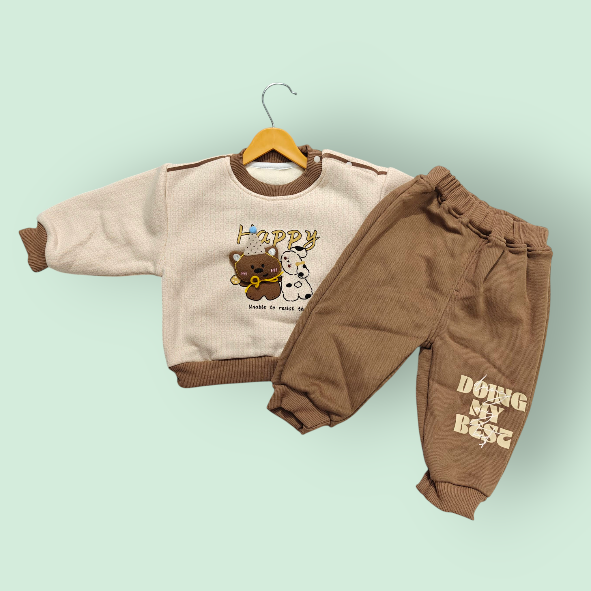 HAPPY BEAR CO-ORDS SET - BROWN
