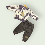 ABSTRACT PRINT WINTER CO-ORDS SET - GREY