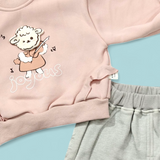SHEEP PRINT WINTER CO-ORDS SET - PINK & GREY