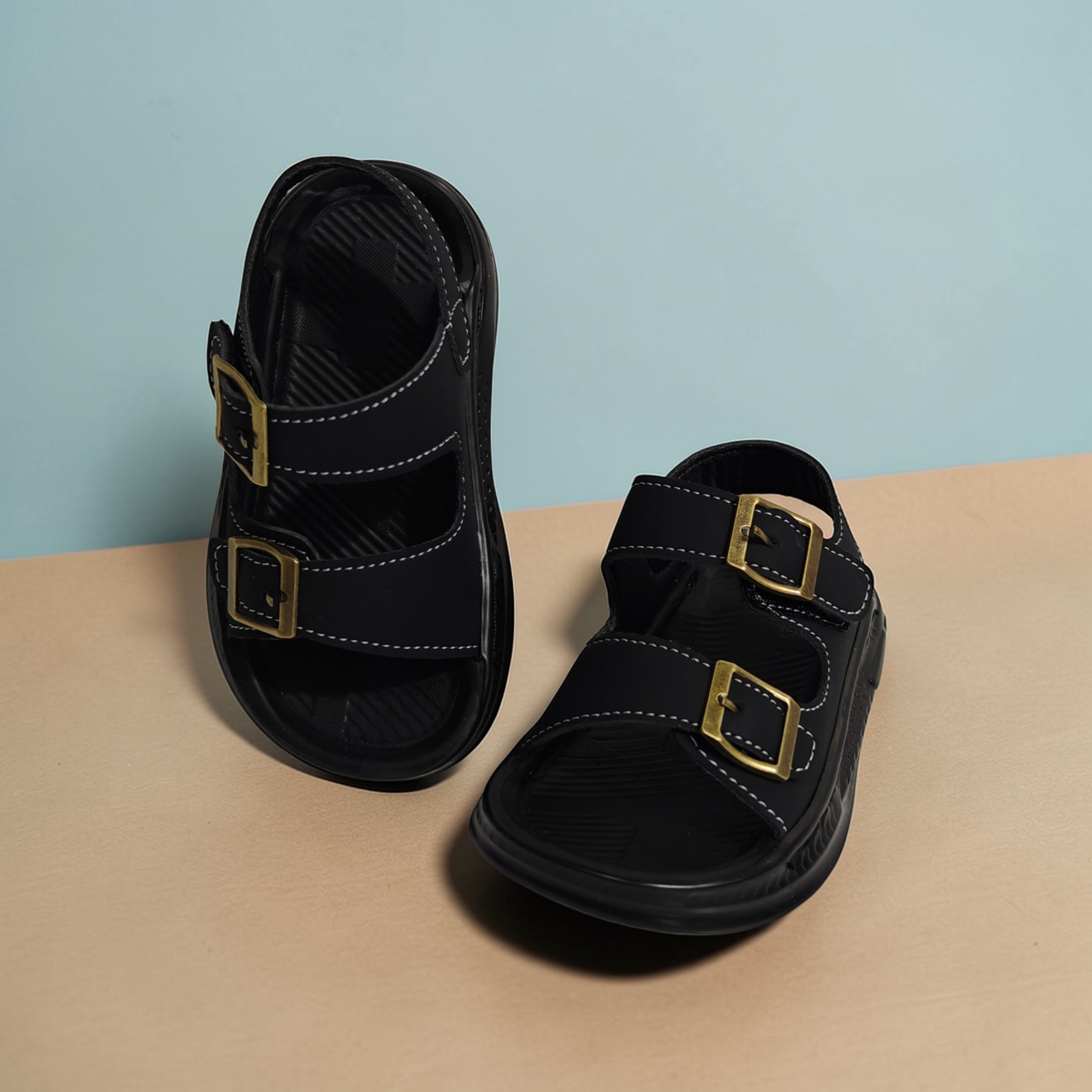 LITTLE RANGER BUCKLE SANDALS - BLACK