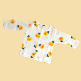 FRUIT PRINT BUTTON-UP MUSLIN NIGHTSUIT - WHITE