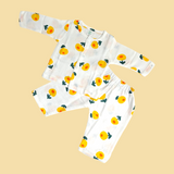 FRUIT PRINT BUTTON-UP MUSLIN NIGHTSUIT - WHITE