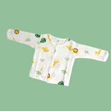 ANIMAlS PRINT BUTTON-UP MUSLIN NIGHTSUIT - WHITE