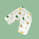 ANIMAlS PRINT BUTTON-UP MUSLIN NIGHTSUIT - WHITE