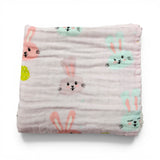 BUNNY PRINT 6 LAYERS 100% MUSLIN TOWEL SMALL - LIGHT PINK