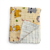 ANIMALS PRINT 6 LAYERS 100% MUSLIN TOWEL SMALL - YELLOW
