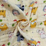 ANIMALS PRINT 6 LAYERS 100% MUSLIN TOWEL SMALL - YELLOW
