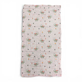 ELEPHANT PRINT 6 LAYERS 100% MUSLIN TOWEL SMALL - LIGHT PINK