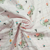 ELEPHANT PRINT 6 LAYERS 100% MUSLIN TOWEL SMALL - LIGHT PINK