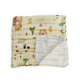 JUNGLE PRINT 6 LAYERS 100% MUSLIN TOWEL SMALL - LEMON YELLOW