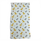 GIRFFE PRINT 6 LAYERS 100% MUSLIN TOWEL LARGE - WHITE