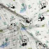 PANDA PRINT 6 LAYERS 100% MUSLIN TOWEL LARGE - WHITE