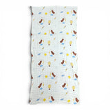 BEAR & BOLLOON PRINT 6 LAYERS 100% MUSLIN TOWEL LARGE - WHITE