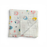 BUNNY PRINT 6 LAYERS 100% MUSLIN TOWEL LARGE - WHITE