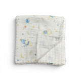 BEAR PRINT 6 LAYERS 100% MUSLIN TOWEL LARGE - WHITE