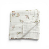 DUCK & BEAR PRINT 6 LAYERS 100% MUSLIN TOWEL LARGE - WHITE