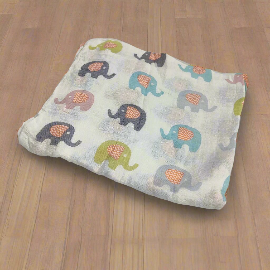 ELEPHANT PRINT MUSLIN SWADDLE - MULTICOLOUR