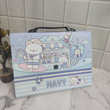 TEDDY HOUSE PRINT FOLDER - BLUE